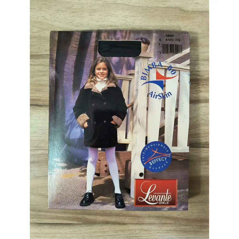 Levante Bimba 80 Airskin Girls Winter Weight Tights Black Size 8 Ages 7-9 Italy
